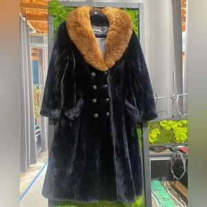 Vintage Marshall Field Black-ish Blue Faux Fur
